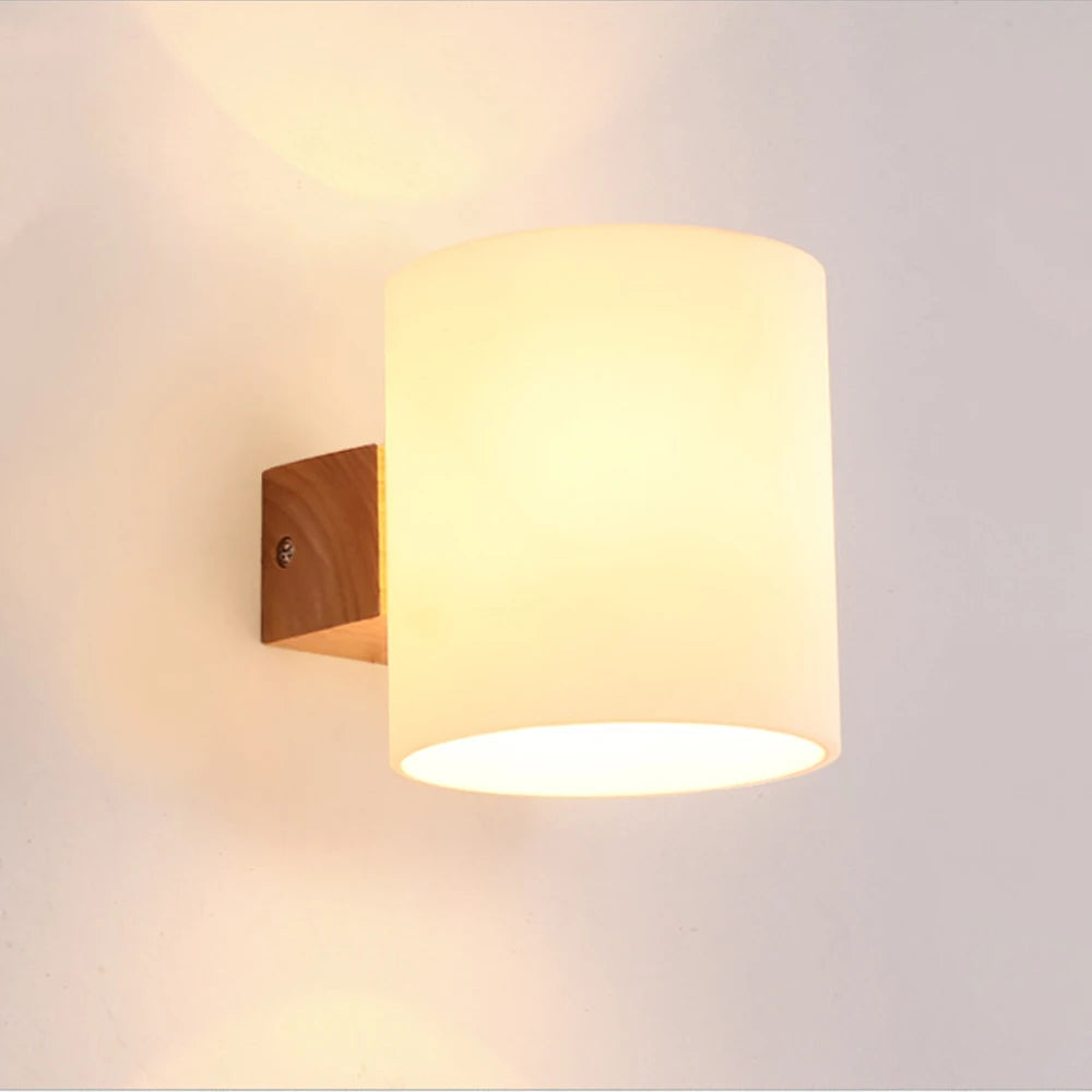 Nordic Japanese style wooden LED wall light