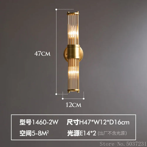 Elegant vintage crystal and copper wall light