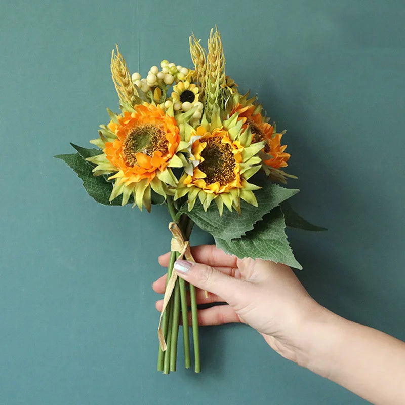 Artificial sunflower bouquet for weddings and floral decoration