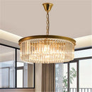 Round crystal chandelier with clear glass pendant design