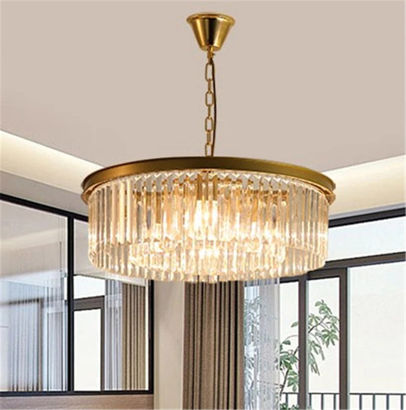 Round crystal chandelier with clear glass pendant design - vue 4 sur 6