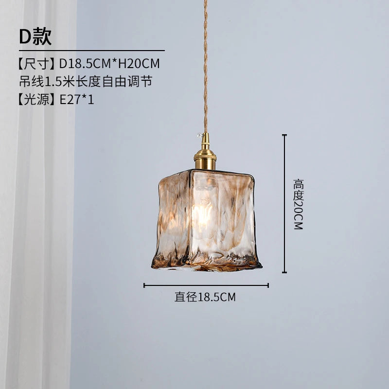 Retro glass pendant light industrial style for decorative interiors - vue 8 sur 11