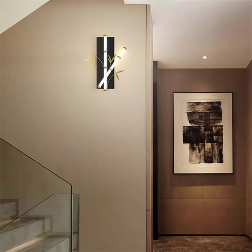 Modern Chinese style acrylic bamboo effect wall light - vue 5 sur 10
