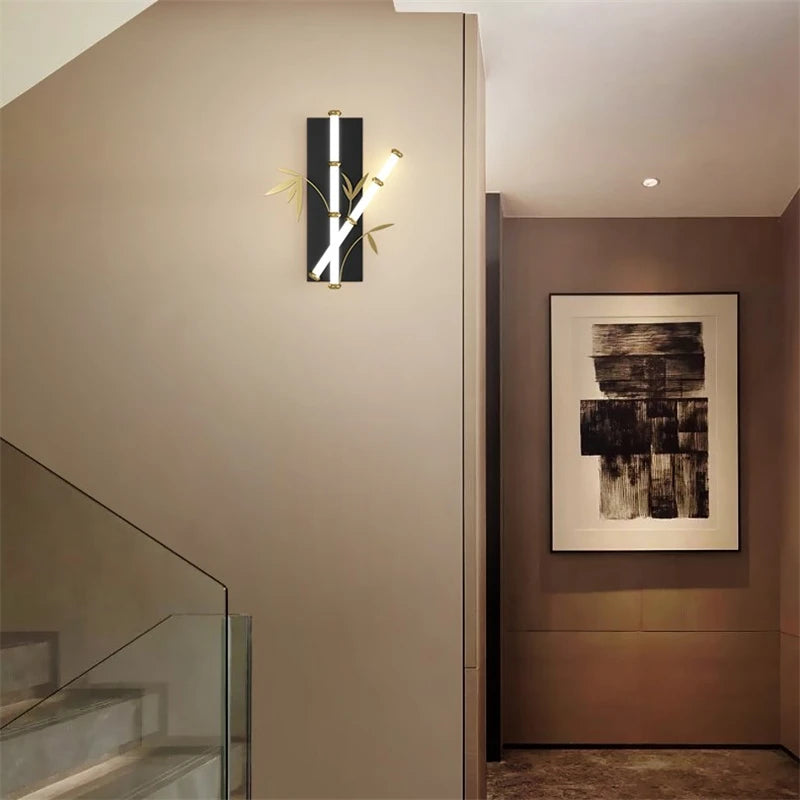 Modern Chinese style acrylic bamboo effect wall light - vue 4 sur 10
