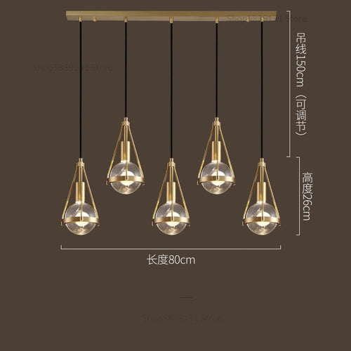 Nordic copper and crystal LED pendant light - vue 12 sur 12