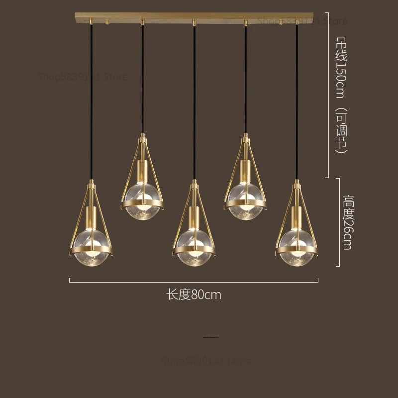 Nordic copper and crystal LED pendant light - vue 11 sur 12