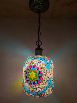 Retro vintage bohemian style Turkish mosaic LED pendant light - vue 11 sur 14