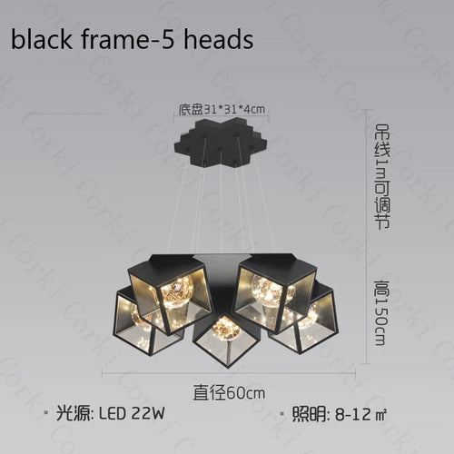 modern design led chandelier geometric interior lighting dimmable
