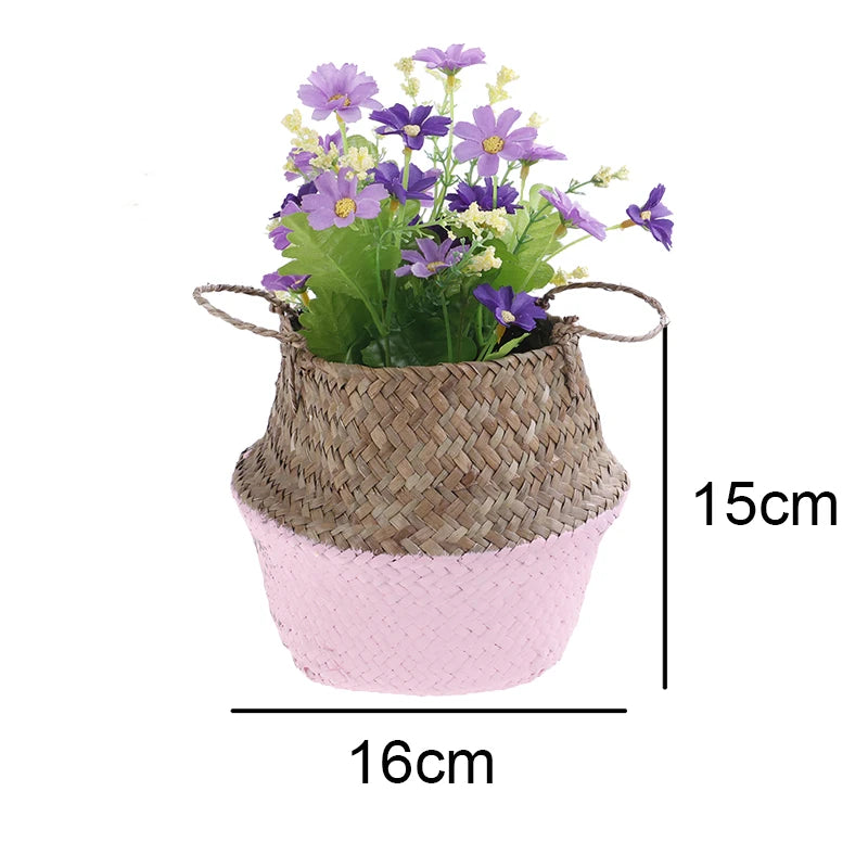 foldable rattan basket for storing flowers and accessories - vue 11 sur 14