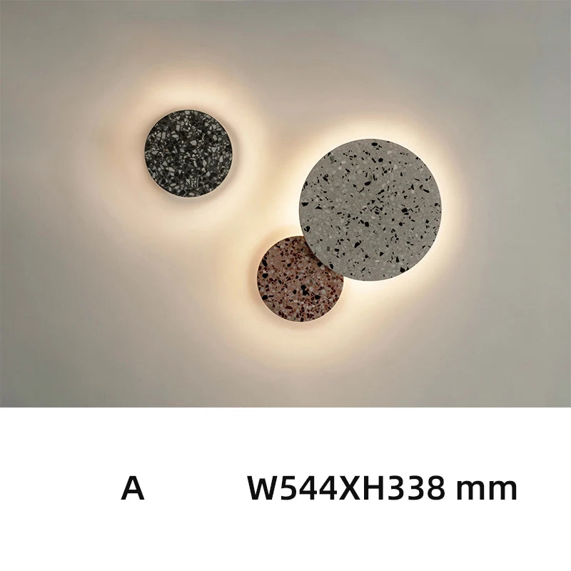 Waterproof round LED outdoor wall light terrazzo and acrylic, indoor or garden lighting - vue 13 sur 15