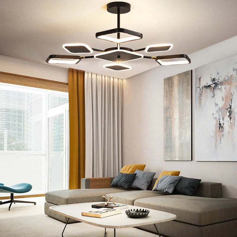 modern square led chandelier with dimmable intensity - vue 5 sur 12