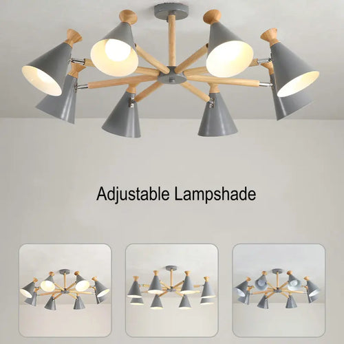 Nordic wooden pendant light for interior decor - vue 6 sur 26