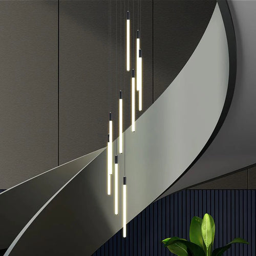 Modern spiral LED chandelier for indoor lighting - vue 2 sur 12