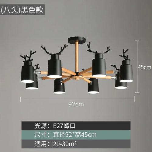 Nordic wood ceiling light with simple and creative design - vue 5 sur 16