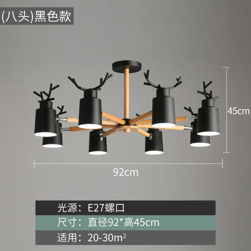 Nordic wood ceiling light with simple and creative design - vue 4 sur 16