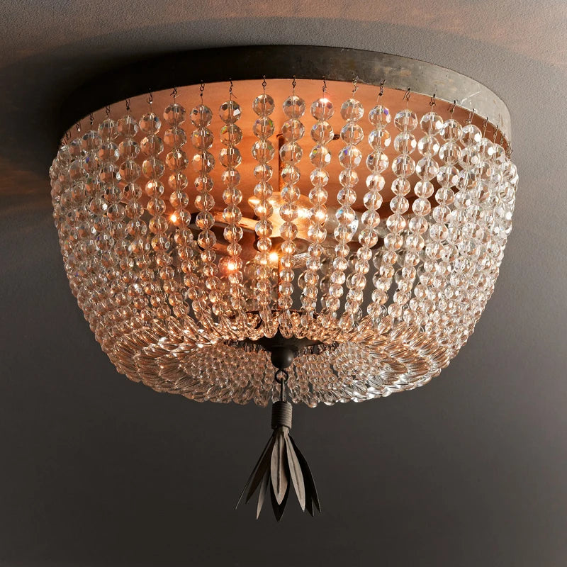 Vintage crystal pendant light in industrial style for elegant interiors