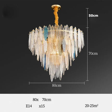 Art Deco LED chandelier in iron and glass with elegant design for modern lighting - vue 22 sur 25