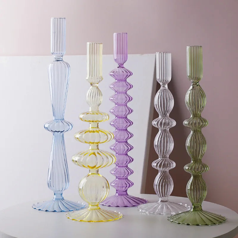 Crystal and glass wedding candle holders and centrepieces