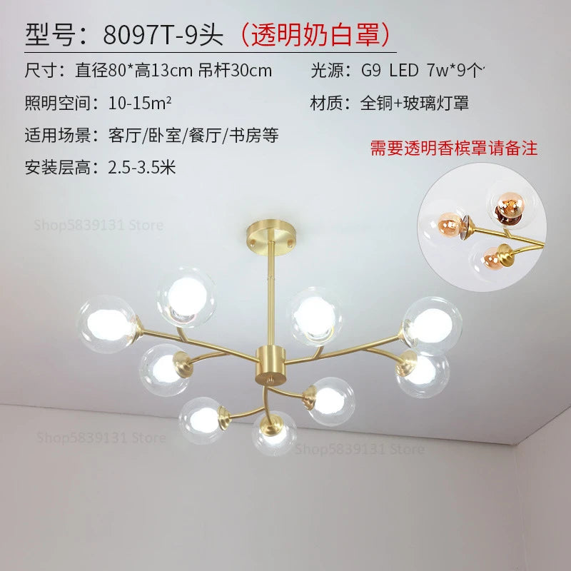 Modern LED chandelier nordic molecular pendant light - vue 9 sur 14