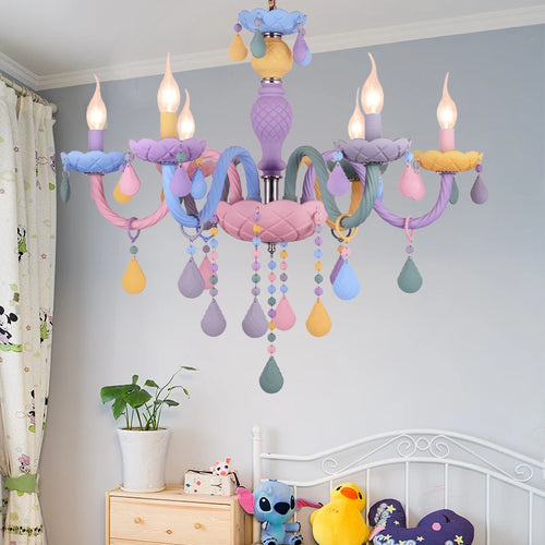 Children's rainbow chandelier macarone kawaii LED - vue 3 sur 14