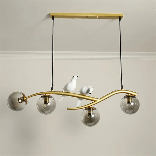 Nordic bird lamp modern chandelier with glass LED shade - vue 3 sur 14