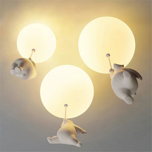 Animated bear LED ceiling light for children's bedrooms and living room decor - vue 5 sur 20