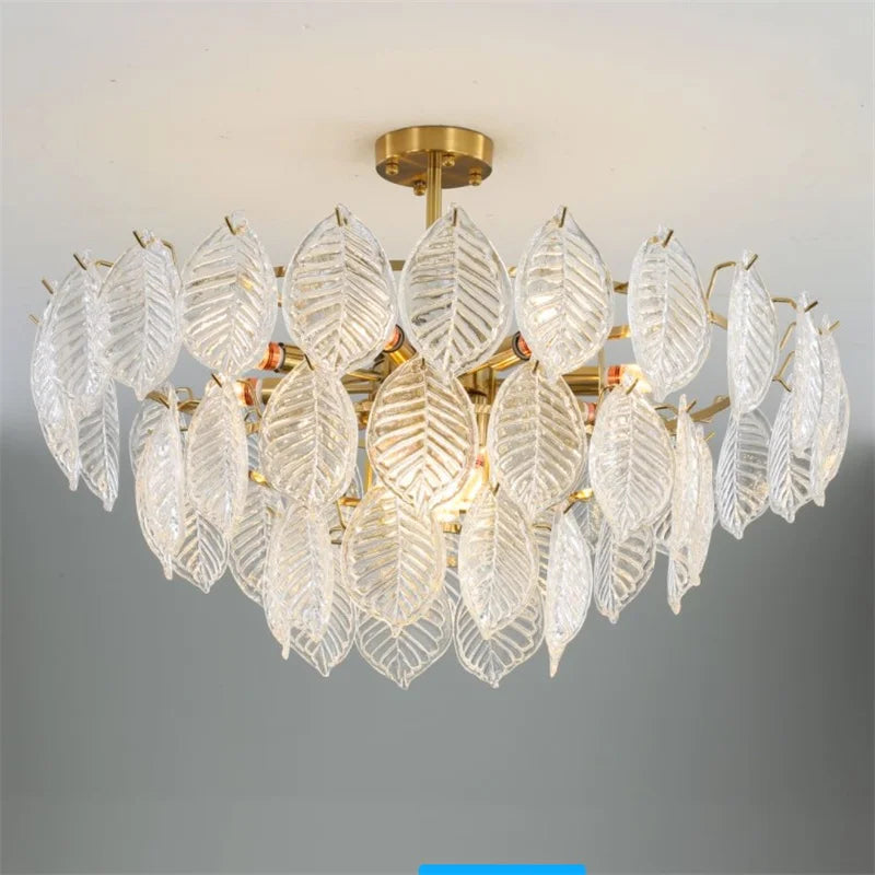 Modern vintage gold glass chandelier for interior decor