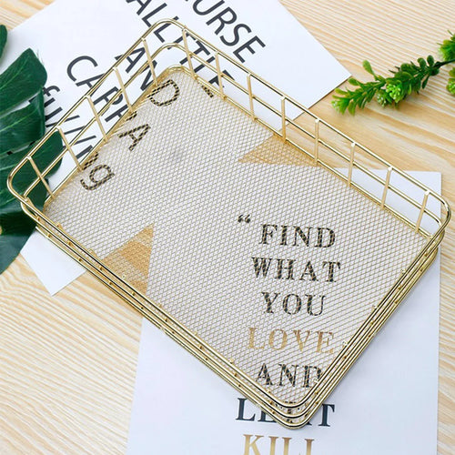 Gold iron storage basket for desk and stationery - vue 7 sur 7