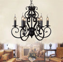 Vintage black wrought iron chandelier for indoor lighting