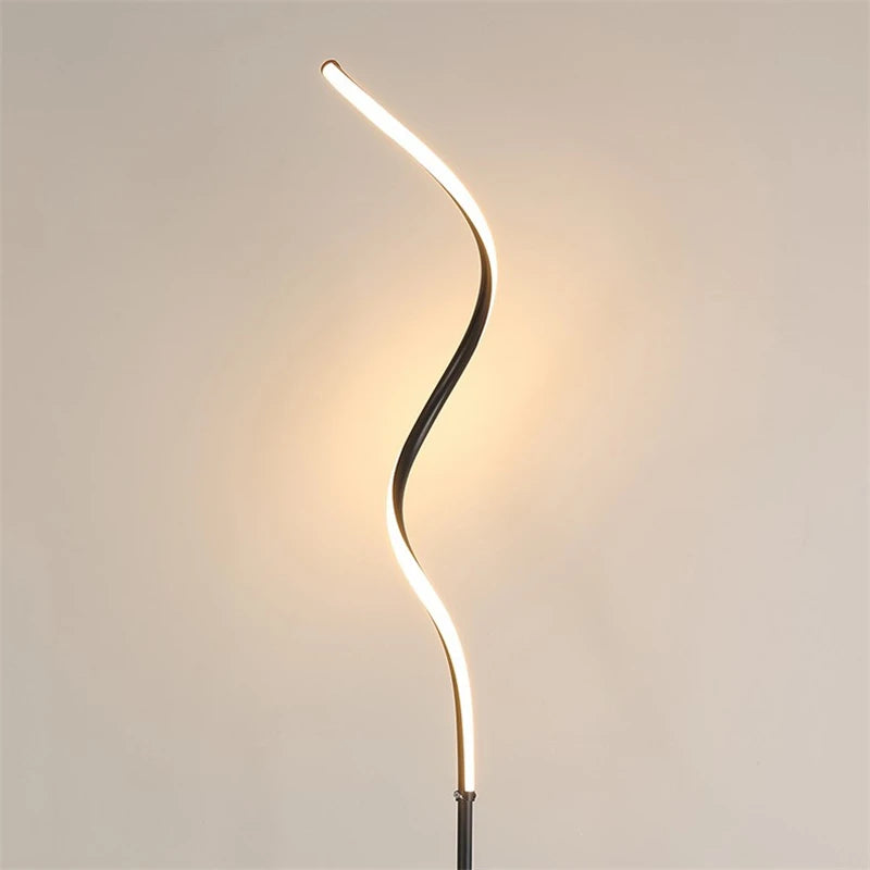Modern curved LED floor lamp nordic decorative standing light - vue 3 sur 8