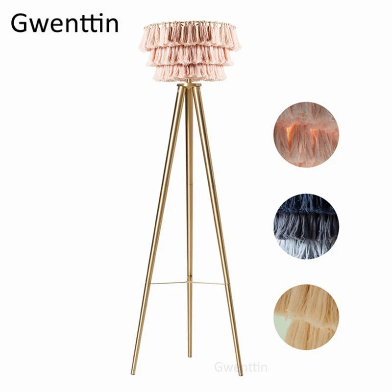 Creative silk thread floor lamp with decorative nordic tripod