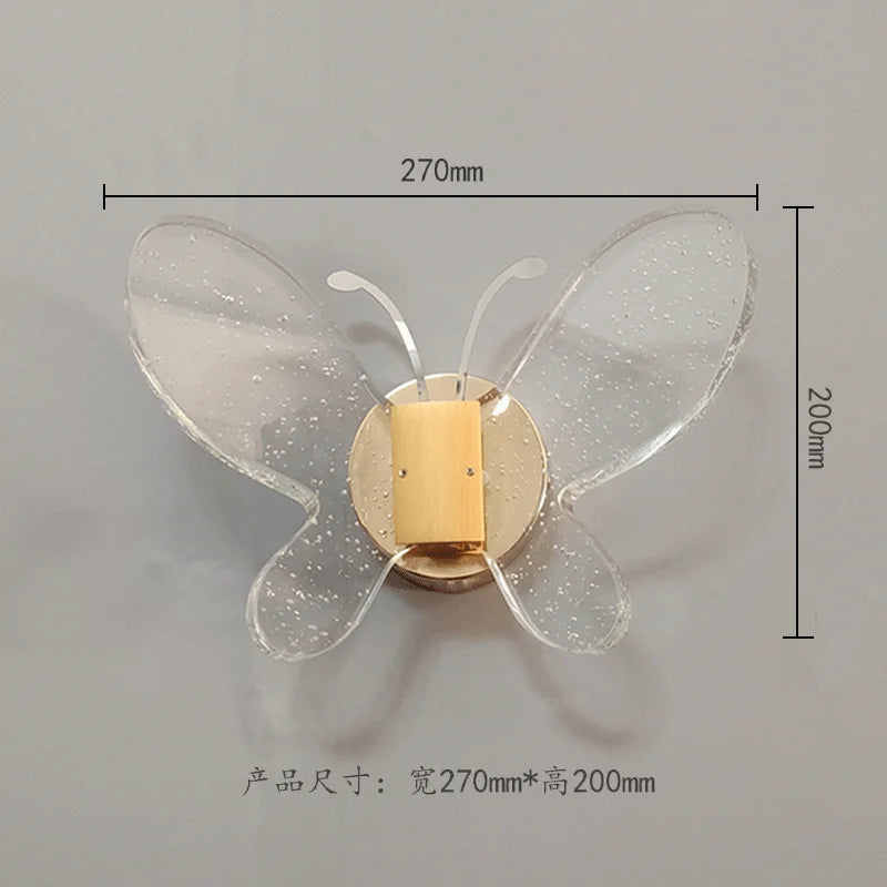 modern crystal butterfly wall light for home decor - vue 4 sur 7