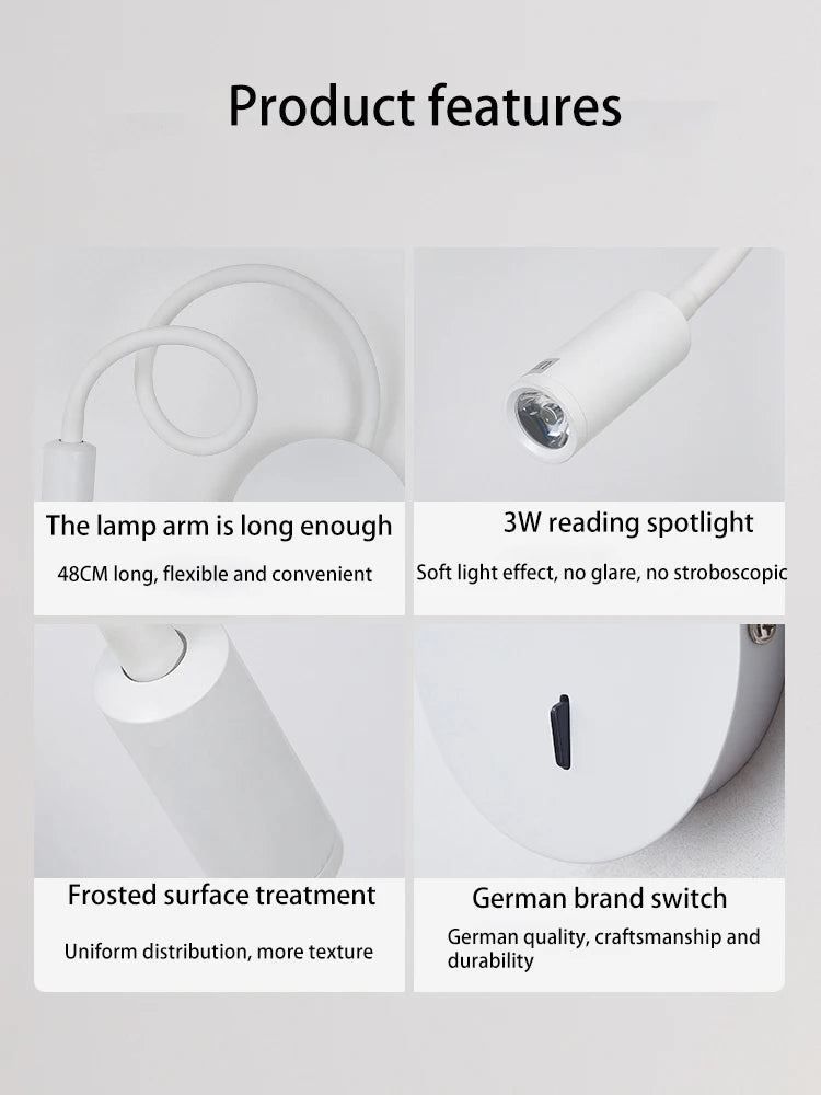 Flexible LED reading lamp for home or hotel - vue 5 sur 5
