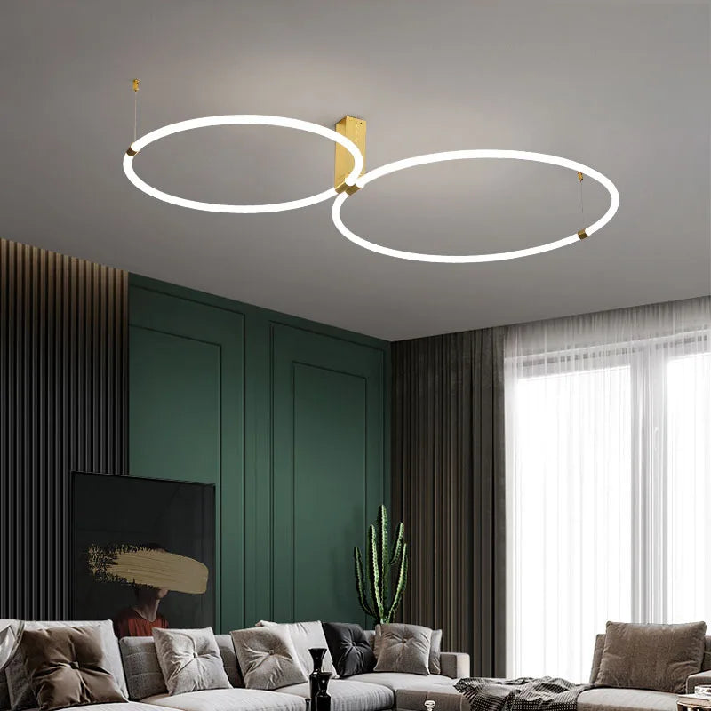 Modern round acrylic chandeliers with 360 degree lighting