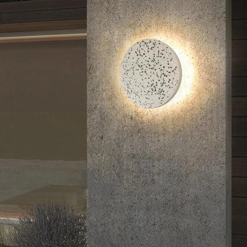 Waterproof round LED outdoor wall light terrazzo and acrylic, indoor or garden lighting - vue 4 sur 15