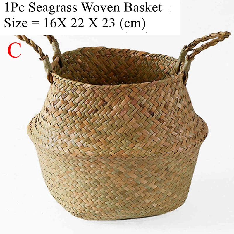 rattan seaweed wicker basket for storage and picnic