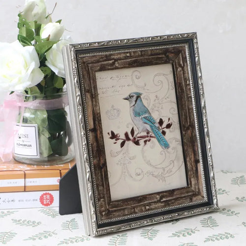 Retro solid wood photo frame for family décor - vue 6 sur 7