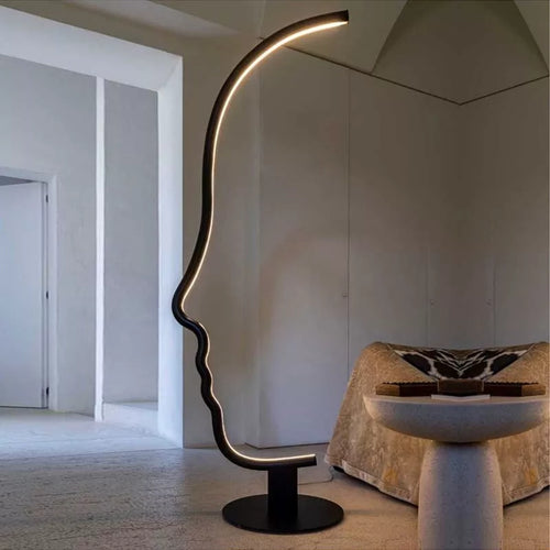 Nordic human face LED floor lamp long Scandinavian living room bedroom bedside home decor indoor lighting fixture stand light