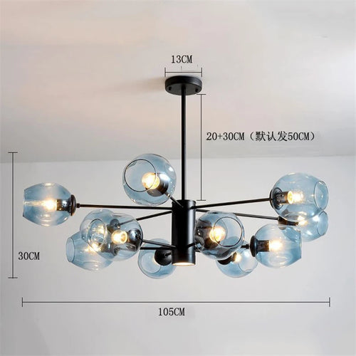 Modern Nordic glass and iron chandelier for decoration - vue 4 sur 16