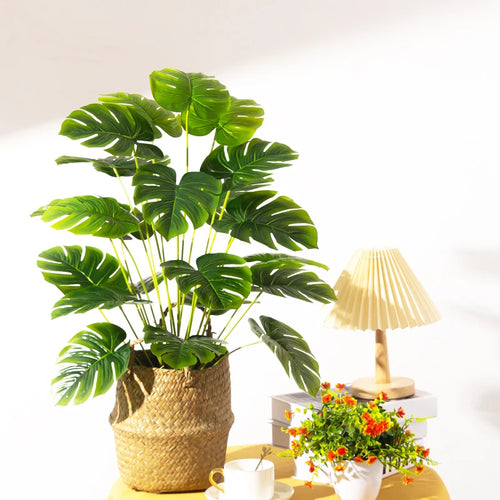 Artificial tropical tree with large decorative monstera leaves - vue 2 sur 7
