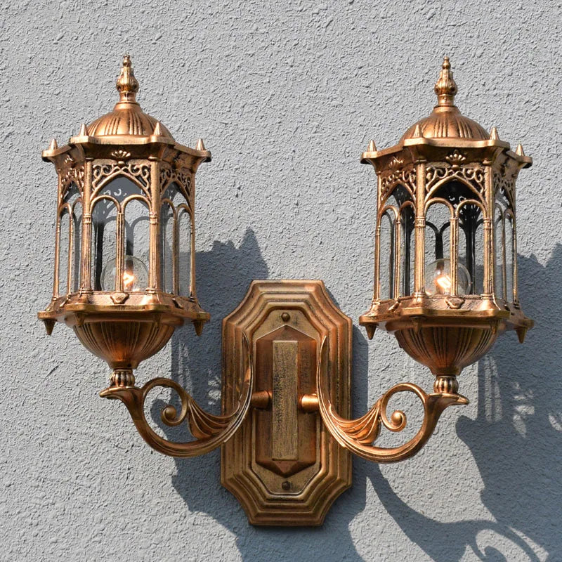 Outdoor double head wall light european retro waterproof style - vue 3 sur 8