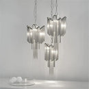 Modern aluminium chandeliers with chain and LED tassels
