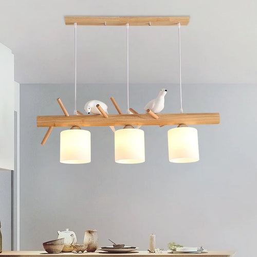 Nordic and Japanese style wooden pendant light - vue 2 sur 8