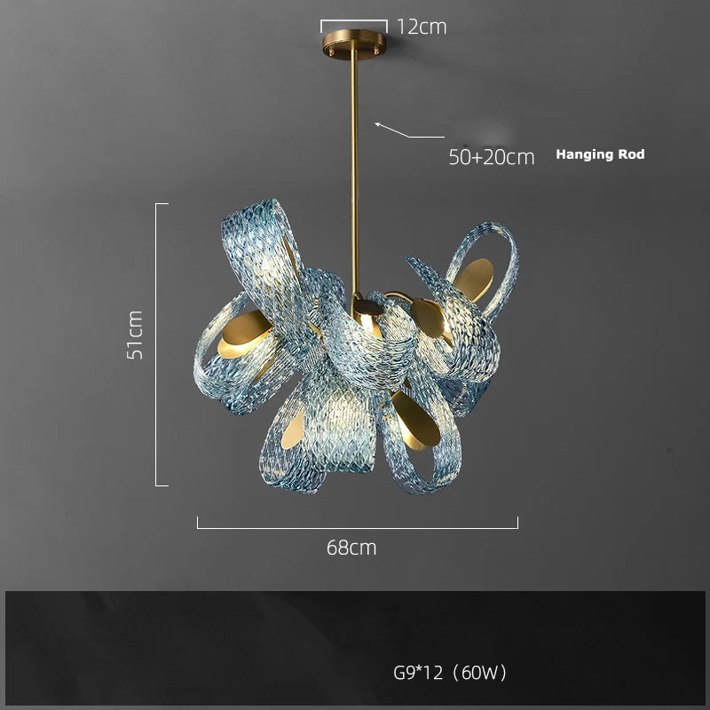 Art deco copper and blue chandelier for elegant interiors - vue 14 sur 21