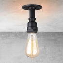 Retro industrial iron pipe ceiling light, vintage E27 surface mounted loft fixture