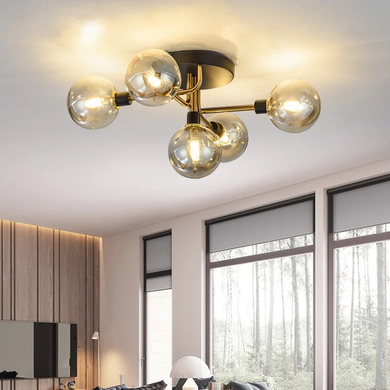 Modern smoked glass chandelier for home interior