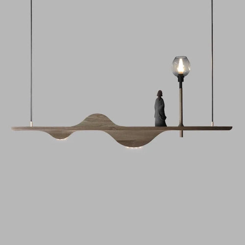 Solid wood pendant light modern zen style for creative lighting - vue 2 sur 10