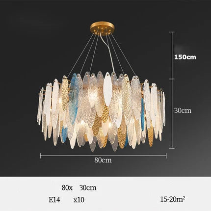 Art Deco LED chandelier in iron and glass with elegant design for modern lighting - vue 25 sur 25