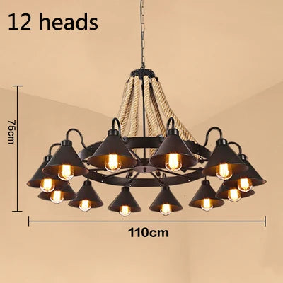 Vintage industrial wrought iron chandelier for loft and café - vue 12 sur 12