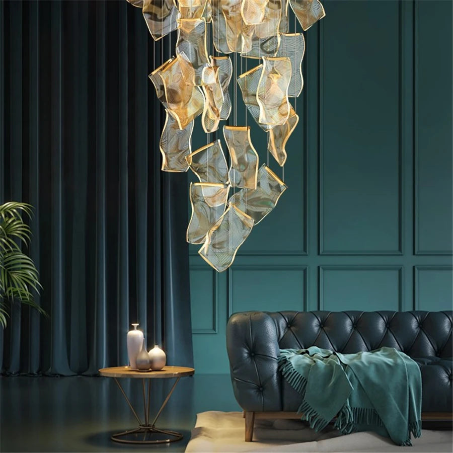 Modern LED chandelier for staircases and clothing shops - vue 3 sur 15